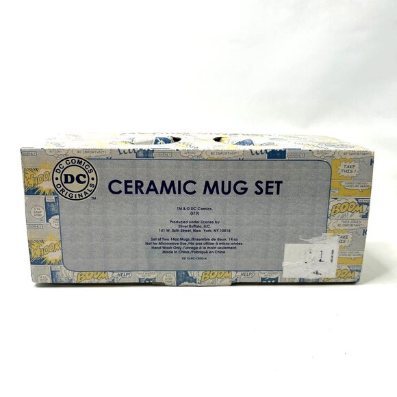 DC Comics Superman & Batman Glitter 14oz Ceramic Mug Set By Silver Buffalo - Picture 4 of 8